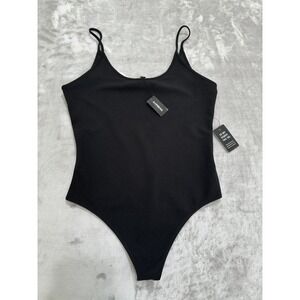 Express Bodysuit Women's Size Small Black Thong Snap Sleeveless Round‎ Neck NWT